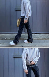 vintage streetwear flared jeans denim hip hop splashing ink wide leg jean overalls for men fashionable retro patchwork jeans y2k unique jeans style 514