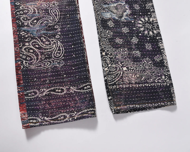2023 brand new classic paisley west coast crips bloods jeans cotton denim pants comfort casual jeans size 29 36 488 vintage washed jeans