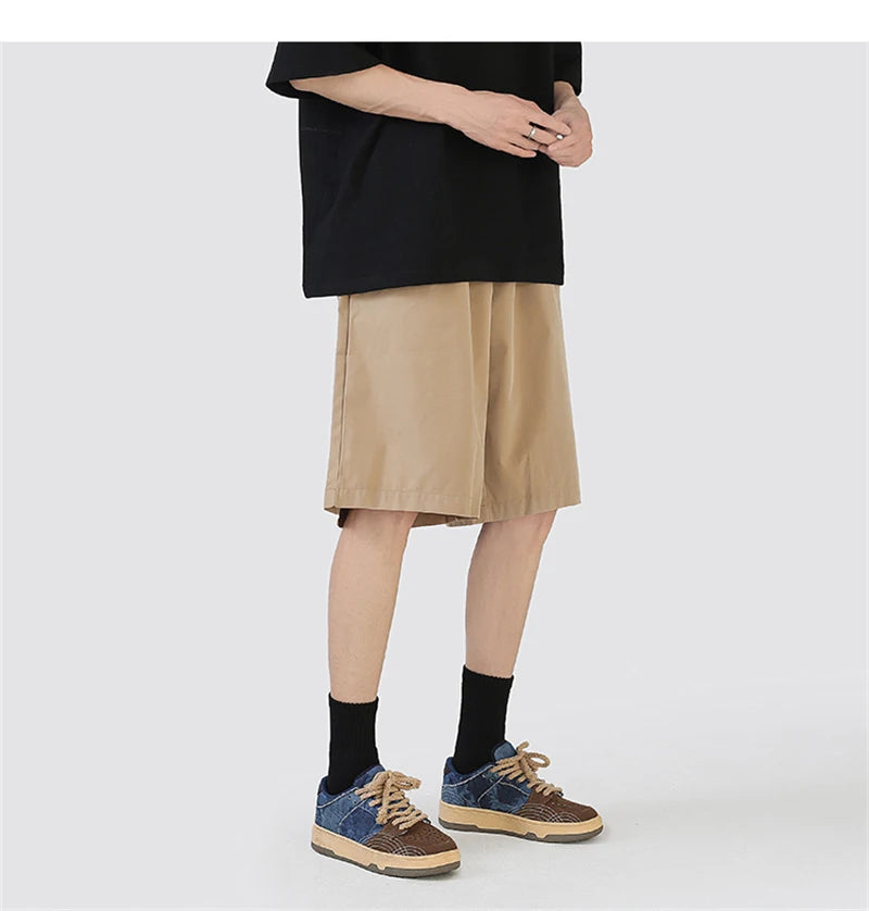 summer mens solid color straight shorts 2024 casual y2k wide leg short pants casual streetwear sweat baggy bermudas hombre unique shorts style 3329
