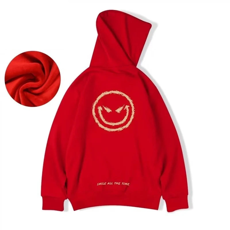 Autumn Smile Print Graphic Hoodies Harajuku Fashion Casual Cool