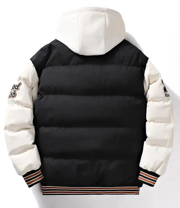 Winter Jacket Men's Two-piece  Hooded Cotton College Style Large Size Warm Baseball Varsity Jacket