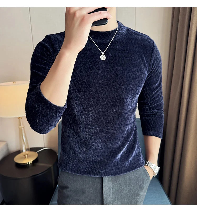 Skatercore Graphic tee – Autumn Winter Semi Turtleneck Stretch Slim Fit Long Sleeve T
