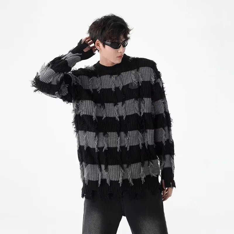 minimalist knit jumper, daily wear essential, trendy urban fashion top for men, layered streetwear look