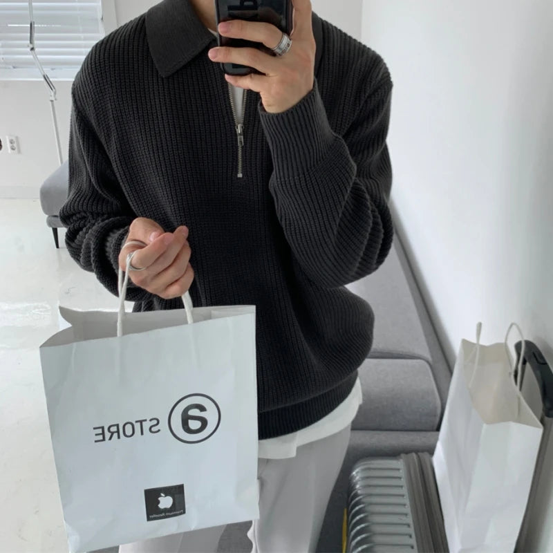 techwear street knit hoodie with oversized flame detail for urban fall winter outfits, street fashion menswear trend for seas