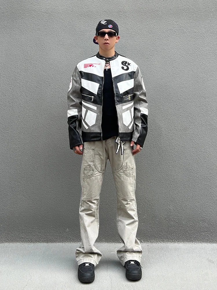 racing jackets fashion letter embroidery patchwork zipper jacket coats men hip hop pu lether outerwear casual streetwear nan  - variant style 01aa39 for streetwear fashion