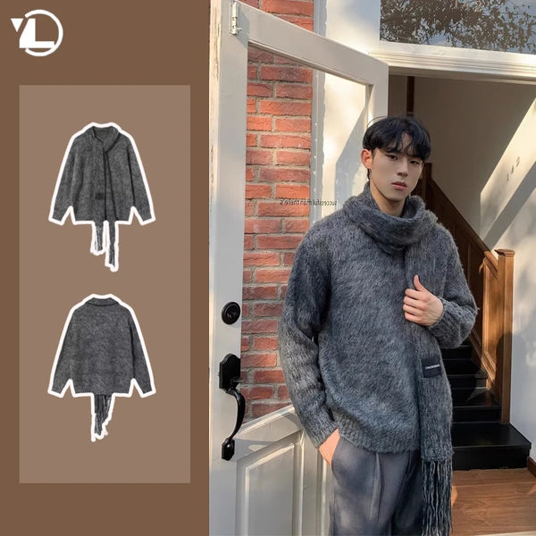 minimalist knit jumper, daily wear essential, trendy urban fashion top for men, layered streetwear look