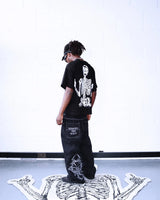 Grunge Y2K T-Shirt – Bleached Effect with Cursed Skull Art