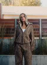 American Y2K New Fleece Padded Leopard Zipper Hoodie Women Street Fash