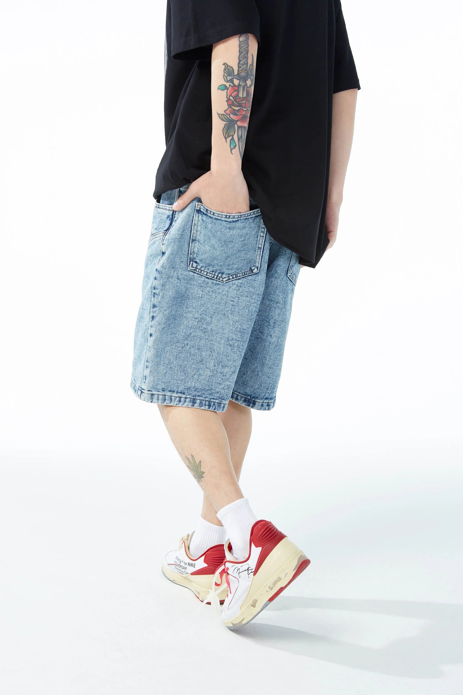 hip hop loose denim shorts pants fashion patchwork stars half pant men summer casual zipper streetwear short joggers men shorts unique joggers style 2830