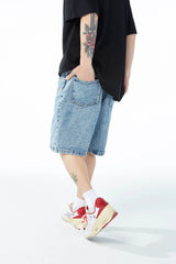 hip hop loose denim shorts pants fashion patchwork stars half pant men summer casual zipper streetwear short joggers men shorts unique joggers style 2830