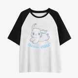 Skatercore Oversized shirt – American Flocking Cute Rabbit Pattern Short Sleeved T Shirt