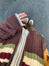 grunge knit sweater with heavyweight fabric, layered urban look for cold weather, street fashion menswear trend for seasonal 