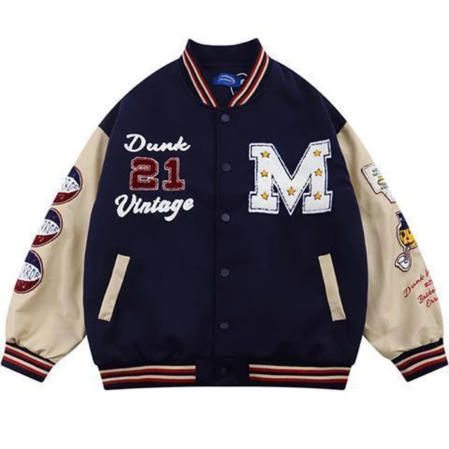 retro baseball bomber, cold season style, for men, fall streetwear outfit, oversized style, layered fashion, modern aesthetic