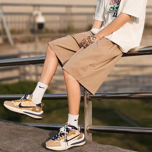 summer mens solid color straight shorts 2024 casual y2k wide leg short pants casual streetwear sweat baggy bermudas hombre techwear shorts