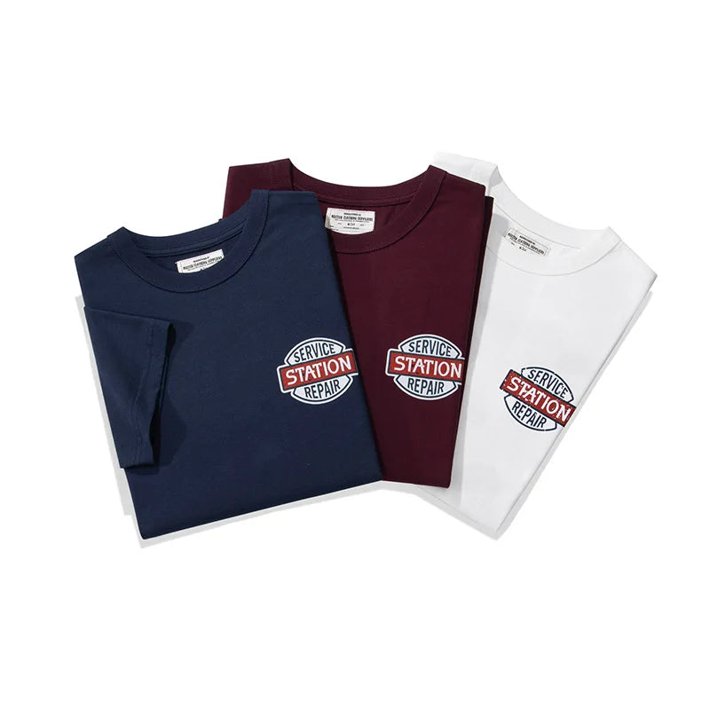 Harajuku Chrome logo – Amekaji Vintage Printed T Shirt Men 2023 Spring Summer New C