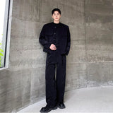 men 2 pieces sets corduroy short jacket wide leg pant suits korean streetwear fashion loose casual retro coat baggy trousers unique shorts style 2823