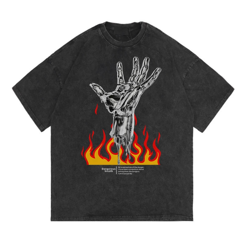 Glitchcore Fashion – Rainbowtouches Washed Mens New T Shirt Vintage Unisex Hand P – Urban Streetwear for Men & Women