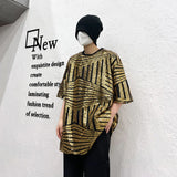 Y2k Anime panel – Mens T Shirt Gold Sequin Performance Costumes Fashion Street