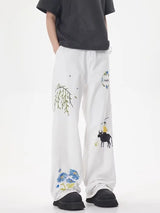 graffiti print straight leg casual pants y2k pants street dance hip hop vintage sports pants for women trendy cool new trousers unique default style 1696