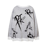 rainbowtouches men sweaters high street crew neck trendy pullover vintage loose knitted sweater spring and autumn mens clothing trendy hip hop style outerwear, Y2K vintage urban hoodie, urban wear with bold artwork