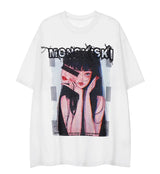 Cyberpunk Aesthetic print tee – Aolamegs Mens Oversized T Shirts Cartoon Cute Girl Graphics