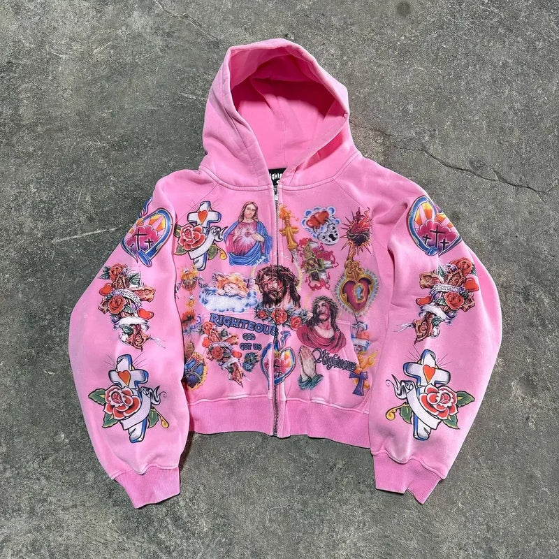 Retro Oversized Sportswear Fashionable Luxury Brand Revived King Print