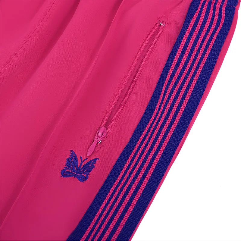 rose red embroidery pants casual men woman loose retro side edge weaving sweatpants trousers straight leg pants relaxed fit joggers