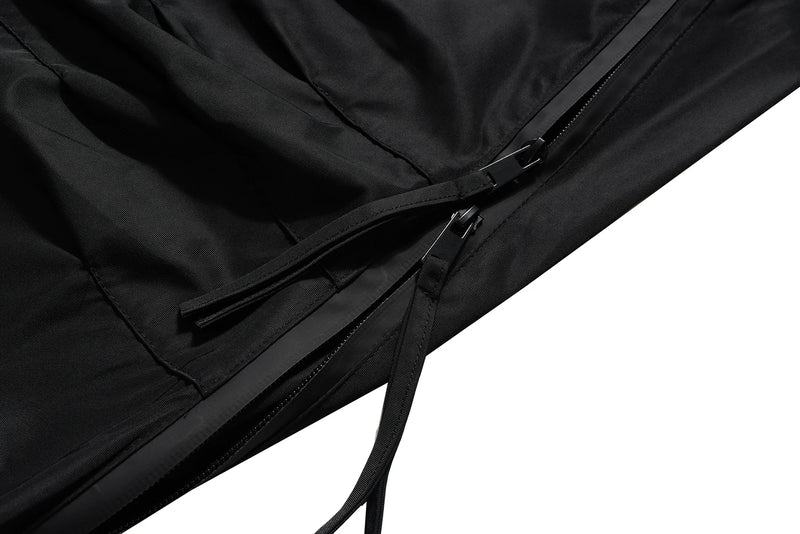 streetwear ribbons functional curve zipper baggy cargo pants for men vibe style straight baggy casual trousers oversized unique cargo style 801