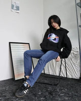 Street Cartoon Animation Printed Pullover Hoodie Men Y2K Harajuku Retr