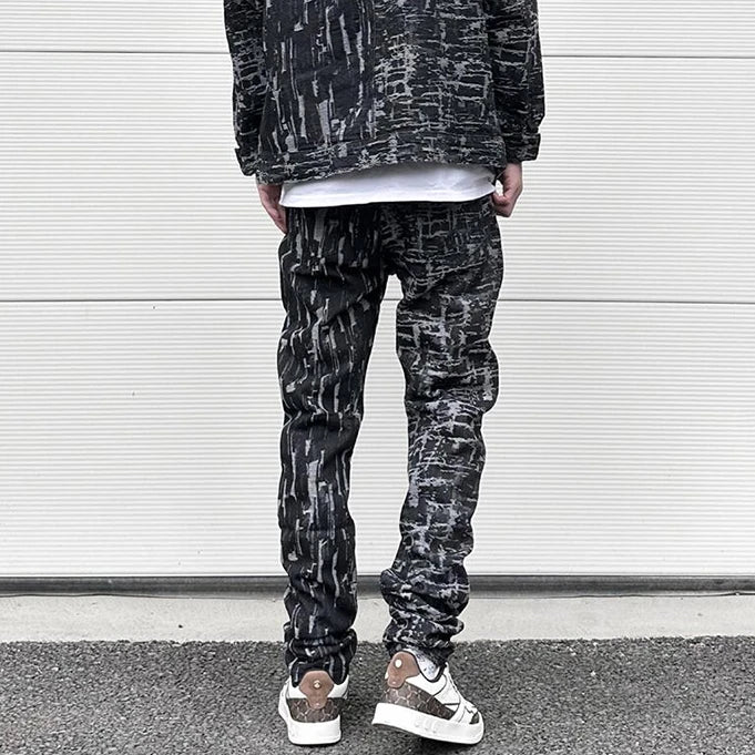 harajuku irregular scratched ripped holes denim jeans men zipper jeans hip hop streetwear new casual slim fit joggers jean pants unique joggers style 969