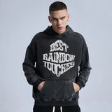 Harajuku melting smiley featuring rainbowtouches washed hoodie men high street fashion pattren hoodie hip hop unisex breathable superior quality mens clothing