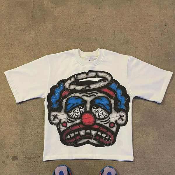 Layered logo tee with heavy chrome and glitch font