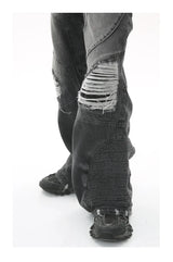 fashion loose streetwear denim jeans new casual wide legs straight jean pants hip hop ripped joggers baggy jeans men clothing unique joggers style 4397
