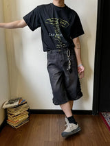 mens hip hop washed denim shorts broken hole folds burr edge street punk cowboy middle pants pockets bomber quarter pants y2k unique jeans style 4918