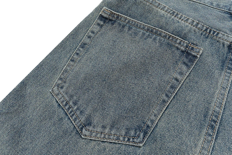 new washed faded distressed baggy jeans for men straight high street retro casual denim trousers vintage loose cargo pants unique cargo style 1414