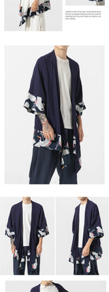 Japanese Kimono Cardigan Men Summer New Haori Samurai Kimonos Karate Streetwear Shirt Kimono Japones Mens Haori Yukata