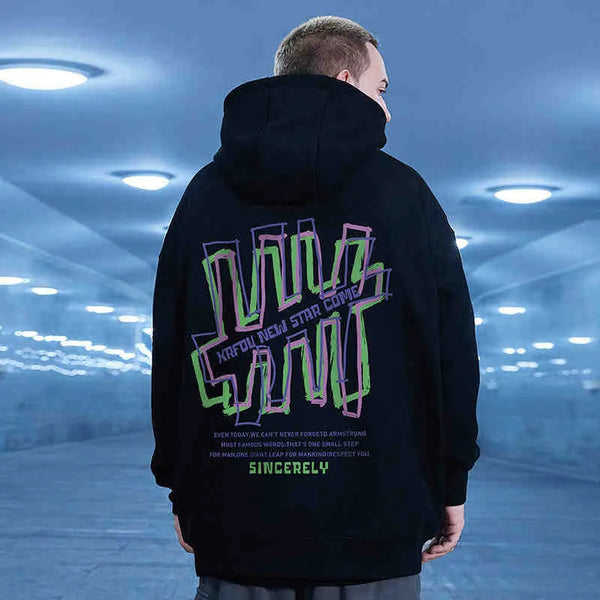 Retro Graffiti Letter Print Letter Pullover Hoodies Mens Streetwear