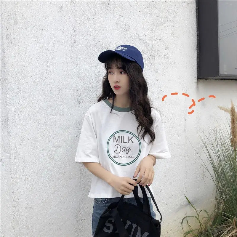 Y2k Tribal flame – Short Short Sleeved T Shirt For Female Students New Korean S