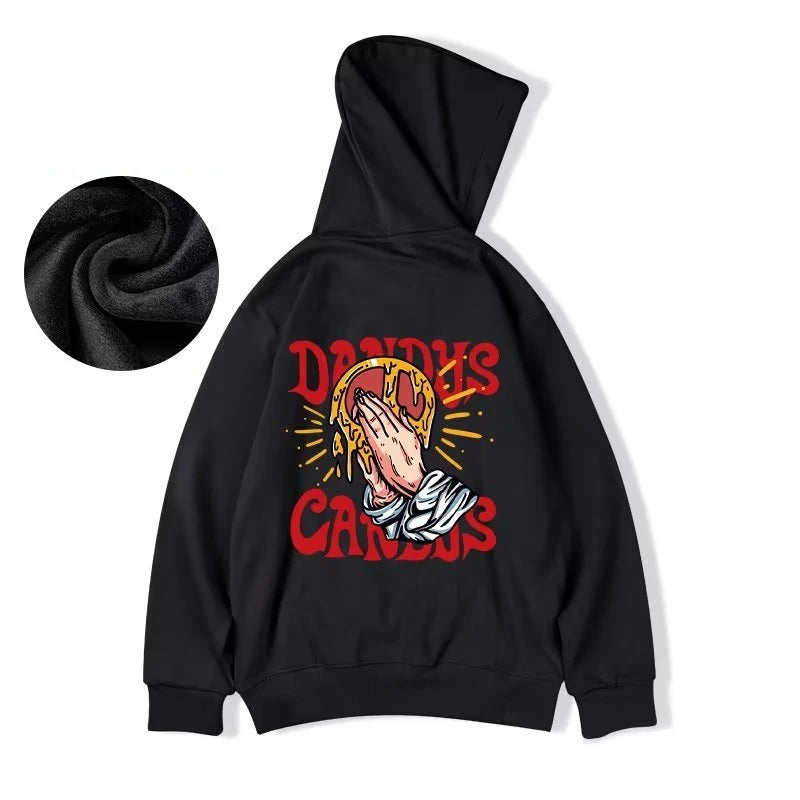 Goth Funny Finger Crossed Graphic Print Men Hoodies Casual Y2K Streetwear