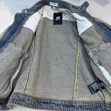 oversized fit featuring collarless wash denim motorcycle jacket design – premium quality jacket for men