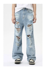 vintage ripped straight jeans blue baggy jeans trousers streetwear luxury loose casual distressed denim pants male y2k hombre unique jeans style 582