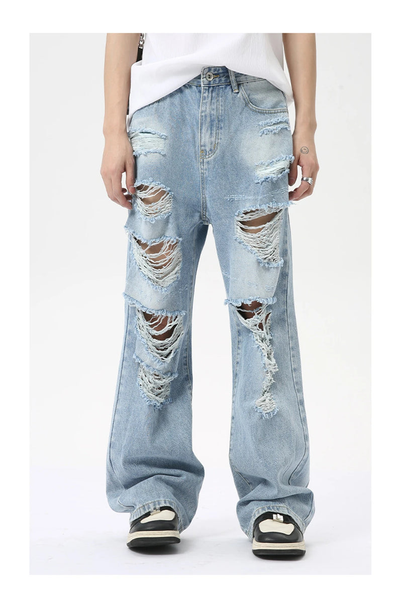 vintage ripped straight jeans blue baggy jeans trousers streetwear luxury loose casual distressed denim pants male y2k hombre unique jeans style 582