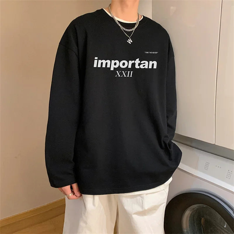 Y2k Chrome print – Autumn Importan Letter Printed T Shirt For Men High Street