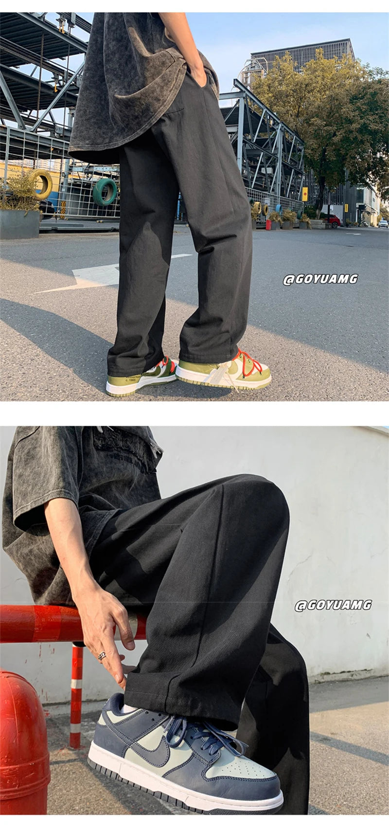 summer casual y2k streetwear straight pants men breathable korean fashion drape trousers solid color wide leg baggy sweatpants unique joggers style 3394