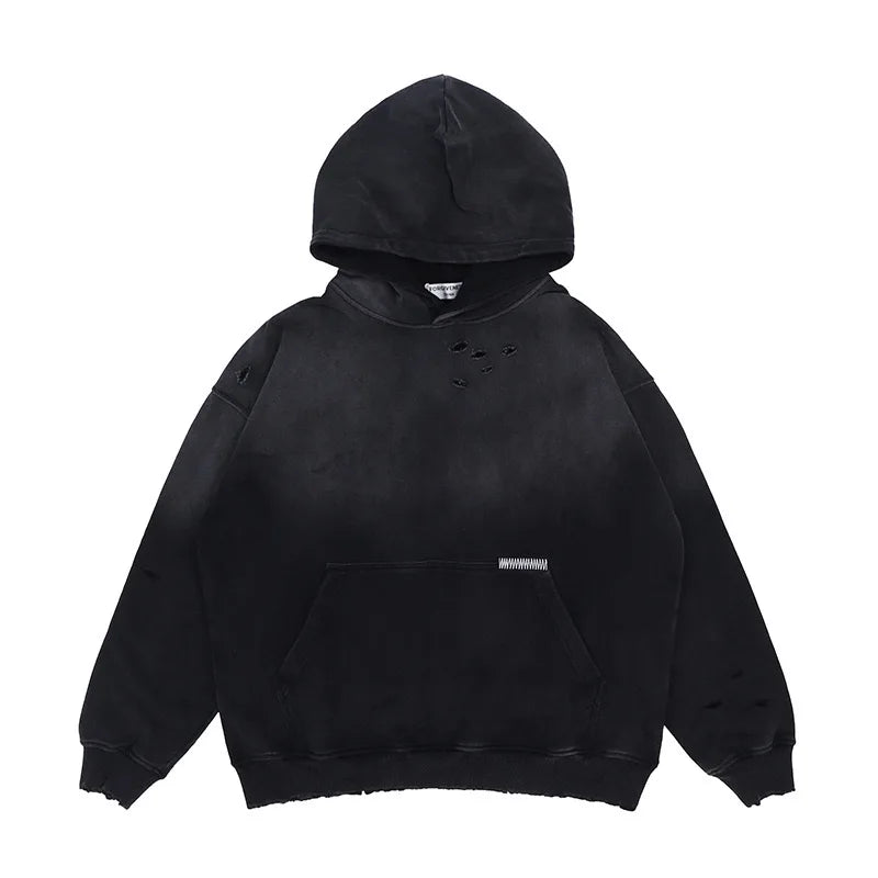 Occult sigil hoodie with heavy metal-inspired lettering