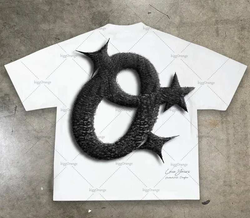 Street Hip-hop Rock Cartoon Anime Print Oversized Short-sleeved T-shirt Y2k Harajuku Gothic Punk Casual Loose Men Women Clothing