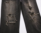 streetwear frayed hole distreesed ripped baggy jeans for men and women pantalones hombre y2k casual denim trousers oversized stacked flare jeans