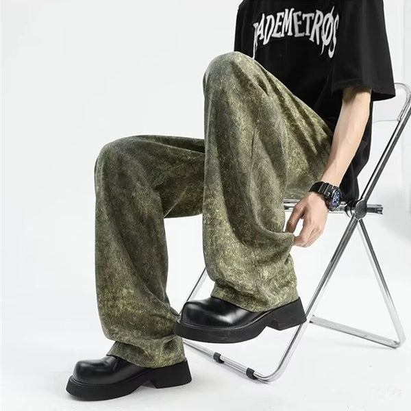 2024 goth tie dye corduroy pants mens autumn baggy wide leg straight casual trousers women drawstring hip hop y2k sweatpants sporty tapered joggers