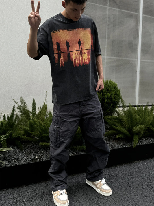 Retro Vintage Summer Rock Band Print Cotton High-Street Casual Loose Tops T-Shirt