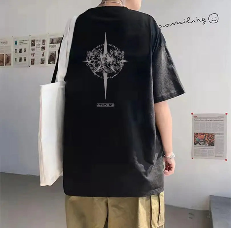 Anime Vintage print – Korean Creative Design Fashion Printed Short Sleeved T Shirt